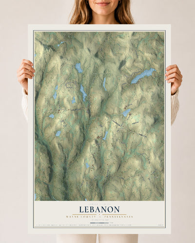Map of Lebanon, Wayne County, Pennsylvania, 24 x 36 inch unframed archival matte print