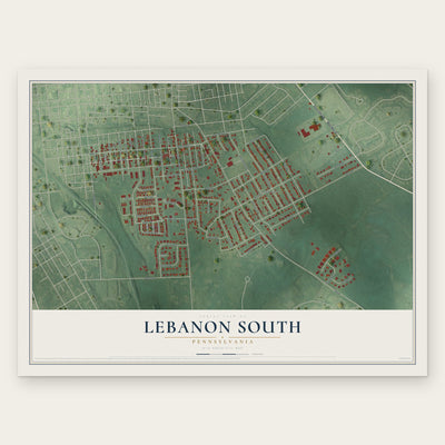 Lebanon South, Pennsylvania map print, the full design