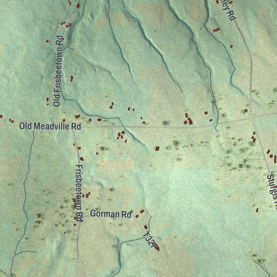 Close-up of the map of LeBoeuf, Pennsylvania print showing street and building detail