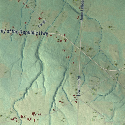 Second close-up of the map of LeBoeuf, Pennsylvania print showing more streets and buildings