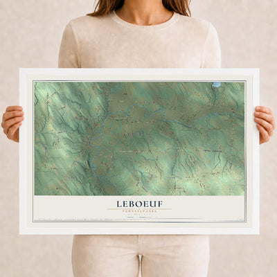 Map of LeBoeuf, Pennsylvania, 12 x 18 inch print in a white wood frame