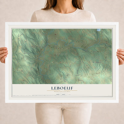 Map of LeBoeuf, Pennsylvania, 18 x 24 inch print in a white wood frame