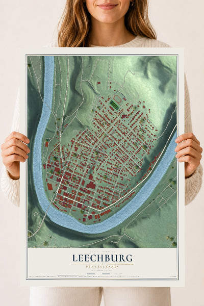 Map of Leechburg, Pennsylvania, 18 x 24 inch unframed archival matte print