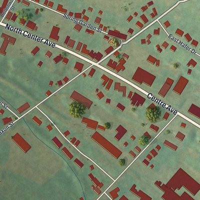 Second close-up of the map of Leesport, Pennsylvania print showing more streets and buildings