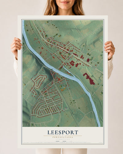 Map of Leesport, Pennsylvania, 24 x 36 inch unframed archival matte print