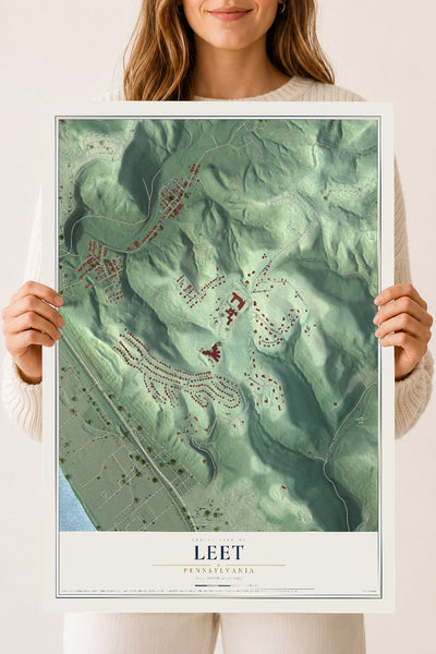 Map of Leet, Pennsylvania, 18 x 24 inch unframed archival matte print