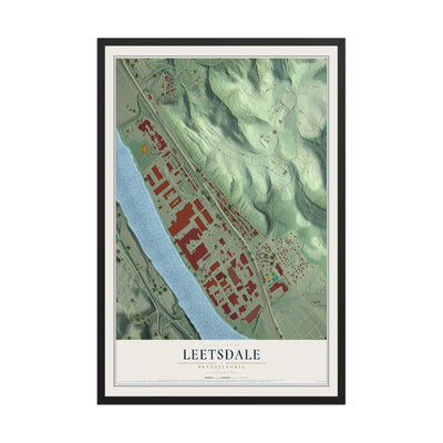 Map of Leetsdale, Pennsylvania, 12 x 18 inch print in a black wood frame