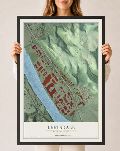 Map of Leetsdale, Pennsylvania, 24 x 36 inch print in a black wood frame