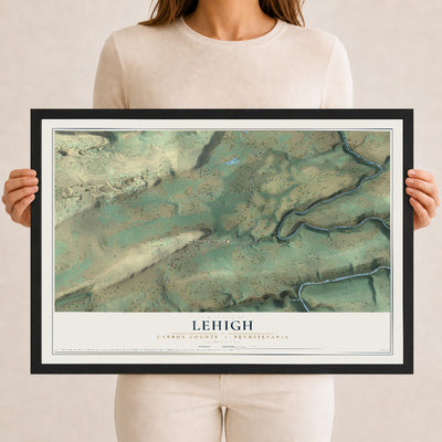 Map of Lehigh, Carbon County, Pennsylvania, 12 x 18 inch print in a black wood frame