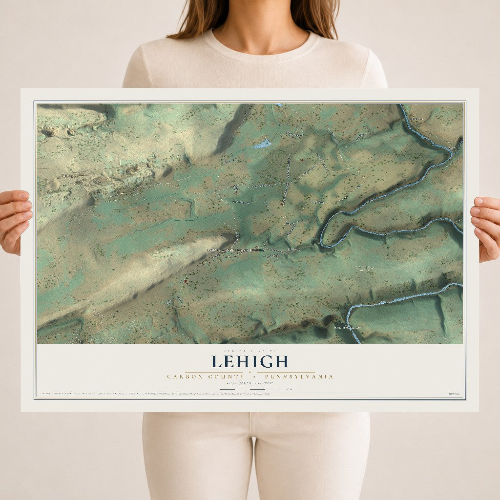 Map of Lehigh, Carbon County, Pennsylvania, 18 x 24 inch unframed archival matte print