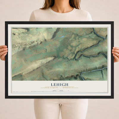 Map of Lehigh, Carbon County, Pennsylvania, 18 x 24 inch print in a black wood frame