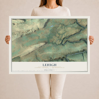 Map of Lehigh, Carbon County, Pennsylvania, 24 x 36 inch unframed archival matte print