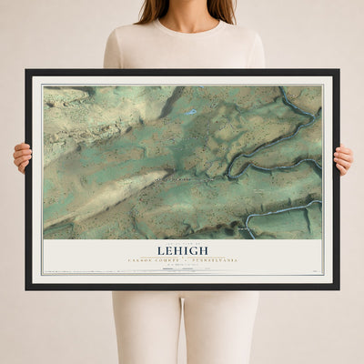 Map of Lehigh, Carbon County, Pennsylvania, 24 x 36 inch print in a black wood frame