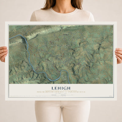 Map of Lehigh, Northampton County, Pennsylvania, 18 x 24 inch unframed archival matte print