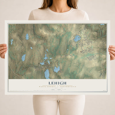 Map of Lehigh, Wayne County, Pennsylvania, 18 x 24 inch unframed archival matte print
