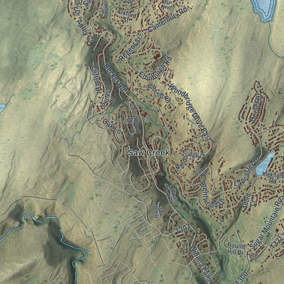 Second close-up of the map of Lehman, Pike County, Pennsylvania print showing more streets and buildings