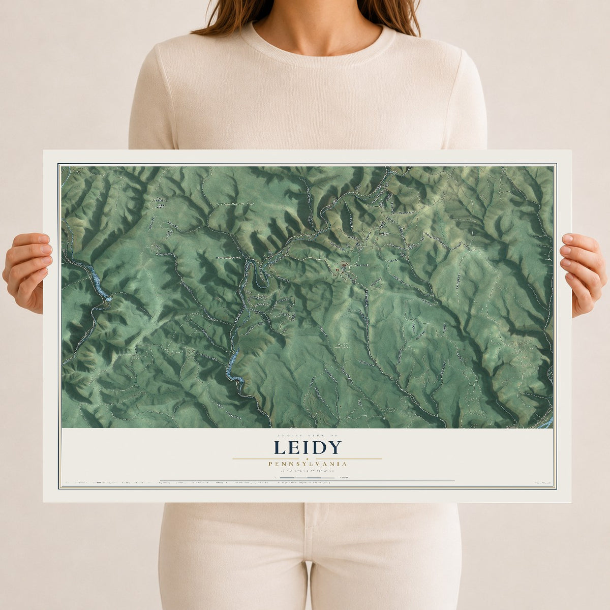 Map of Leidy, Pennsylvania, 12 x 18 inch unframed archival matte print