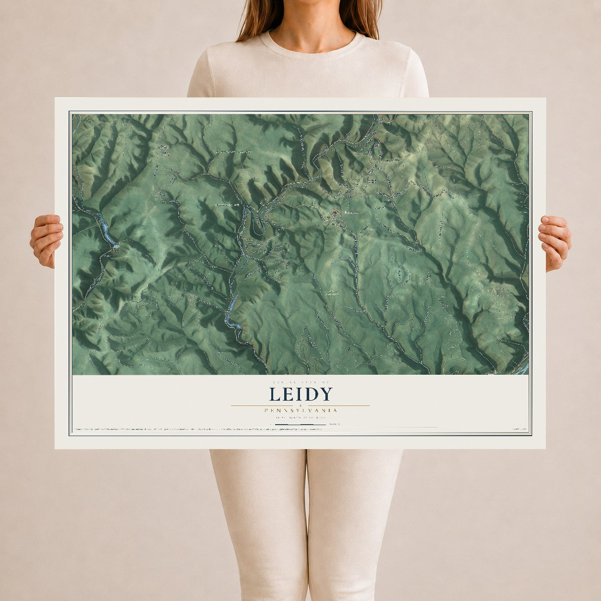 Map of Leidy, Pennsylvania, 24 x 36 inch unframed archival matte print