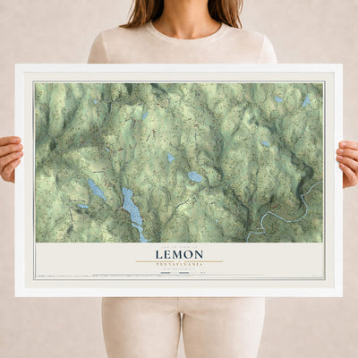 Map of Lemon, Pennsylvania, 18 x 24 inch print in a white wood frame