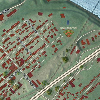 Second close-up of the map of Lemoyne, Pennsylvania print showing more streets and buildings