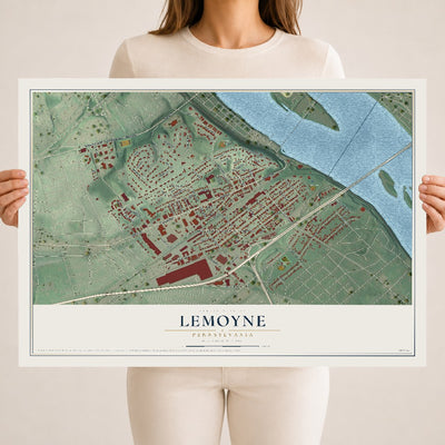 Map of Lemoyne, Pennsylvania, 18 x 24 inch unframed archival matte print