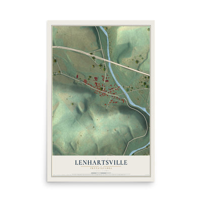 Map of Lenhartsville, Pennsylvania, 12 x 18 inch unframed archival matte print