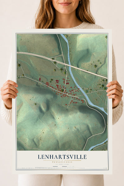 Map of Lenhartsville, Pennsylvania, 18 x 24 inch unframed archival matte print