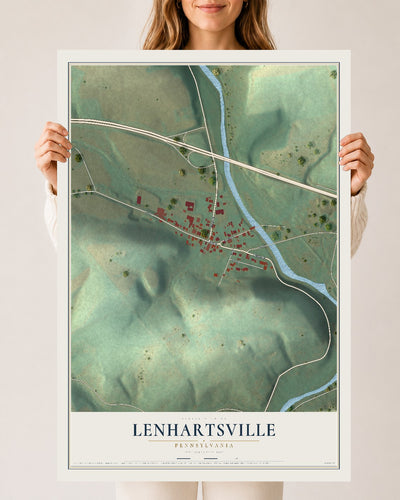 Map of Lenhartsville, Pennsylvania, 24 x 36 inch unframed archival matte print