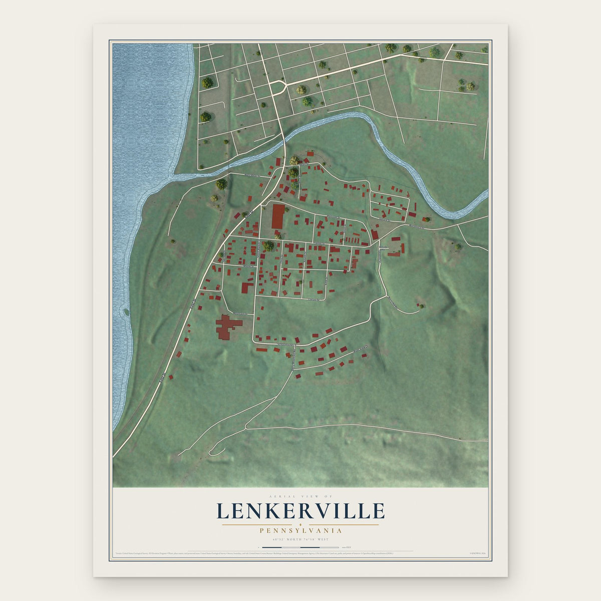 Lenkerville, Pennsylvania map print, the full design