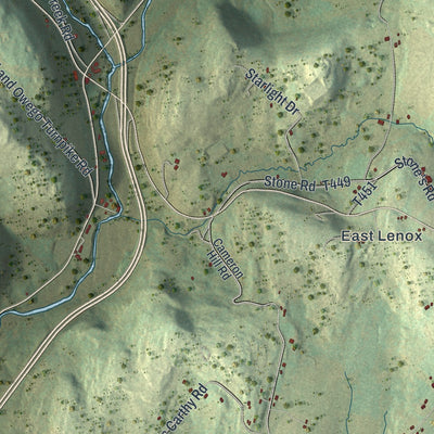 Close-up of the map of Lenox, Pennsylvania print showing street and building detail