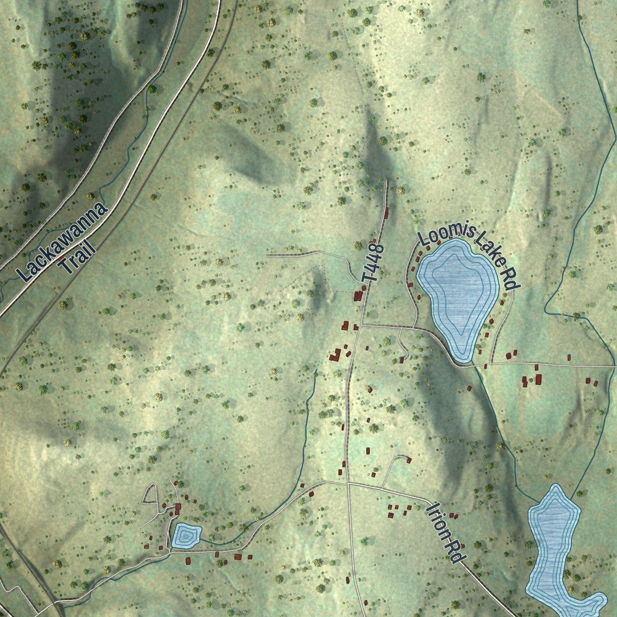 Second close-up of the map of Lenox, Pennsylvania print showing more streets and buildings