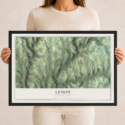 Map of Lenox, Pennsylvania, 12 x 18 inch print in a black wood frame