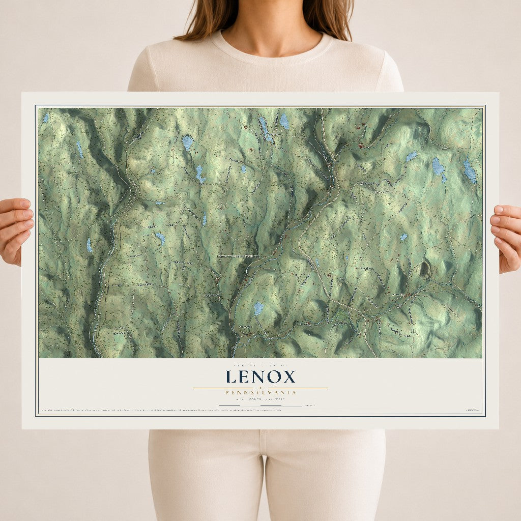 Map of Lenox, Pennsylvania, 18 x 24 inch unframed archival matte print