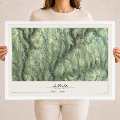 Map of Lenox, Pennsylvania, 18 x 24 inch print in a white wood frame