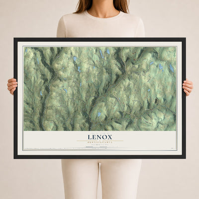 Map of Lenox, Pennsylvania, 24 x 36 inch print in a black wood frame