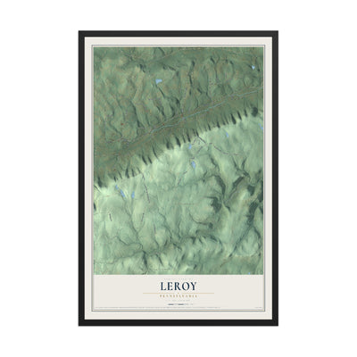 Map of Leroy, Pennsylvania, 12 x 18 inch print in a black wood frame