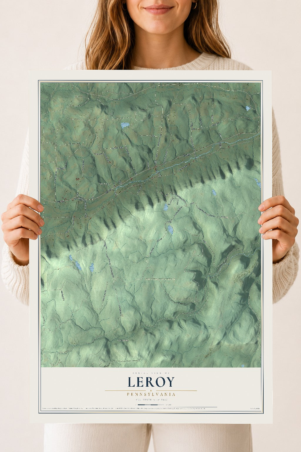 Map of Leroy, Pennsylvania, 18 x 24 inch unframed archival matte print