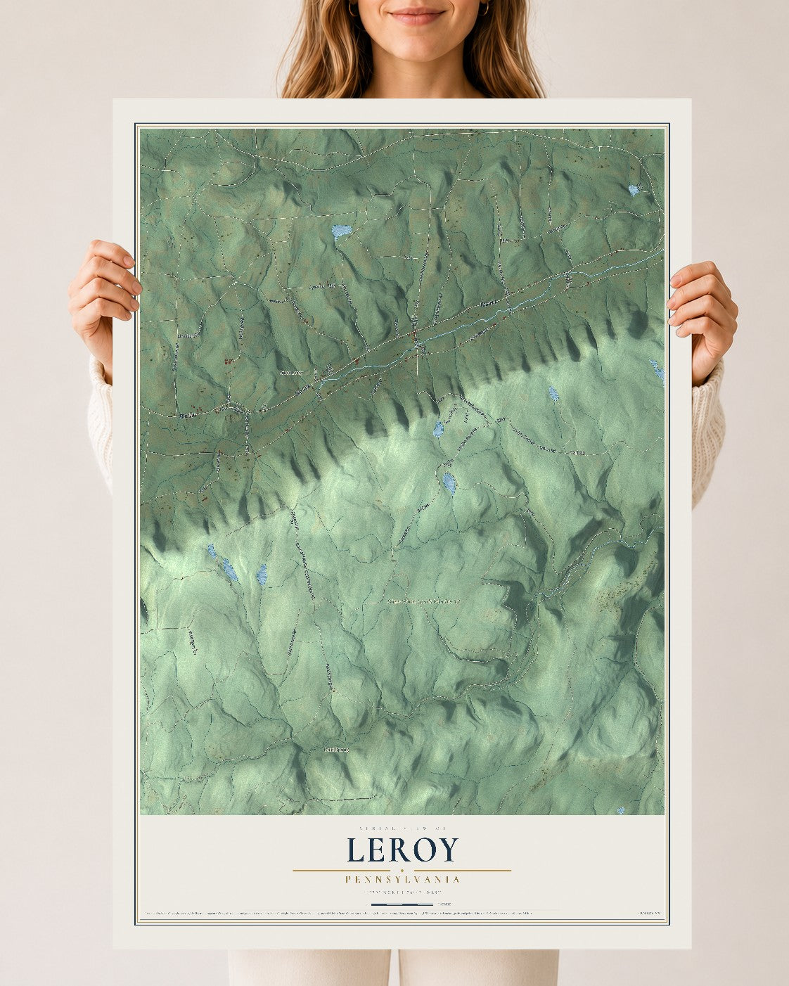 Map of Leroy, Pennsylvania, 24 x 36 inch unframed archival matte print