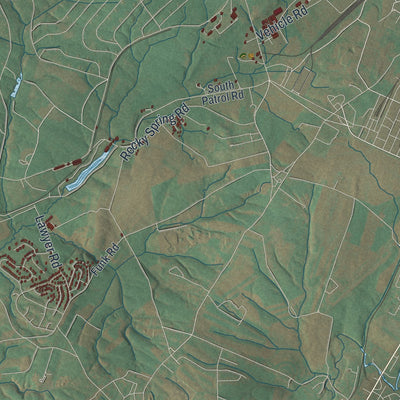 Second close-up of the map of Letterkenny, Pennsylvania print showing more streets and buildings