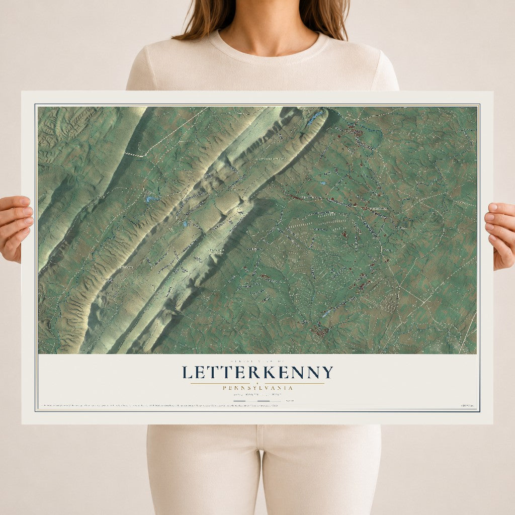 Map of Letterkenny, Pennsylvania, 18 x 24 inch unframed archival matte print