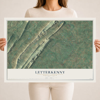 Map of Letterkenny, Pennsylvania, 18 x 24 inch unframed archival matte print