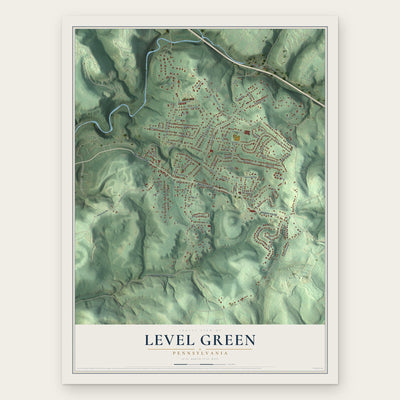 Level Green, Pennsylvania map print, the full design