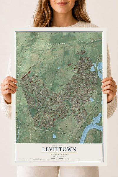 Map of Levittown, Pennsylvania, 18 x 24 inch unframed archival matte print