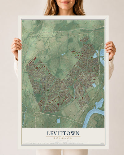 Map of Levittown, Pennsylvania, 24 x 36 inch unframed archival matte print