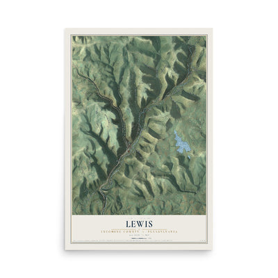 Map of Lewis, Lycoming County, Pennsylvania, 12 x 18 inch unframed archival matte print