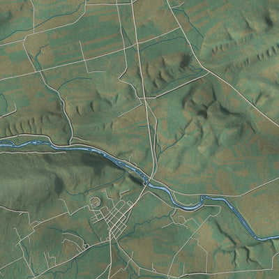 Close-up of the map of Lewis, Union County, Pennsylvania print showing street and building detail