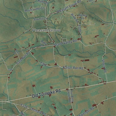 Second close-up of the map of Lewis, Union County, Pennsylvania print showing more streets and buildings