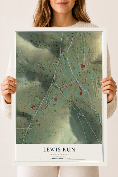 Map of Lewis Run, Pennsylvania, 18 x 24 inch unframed archival matte print