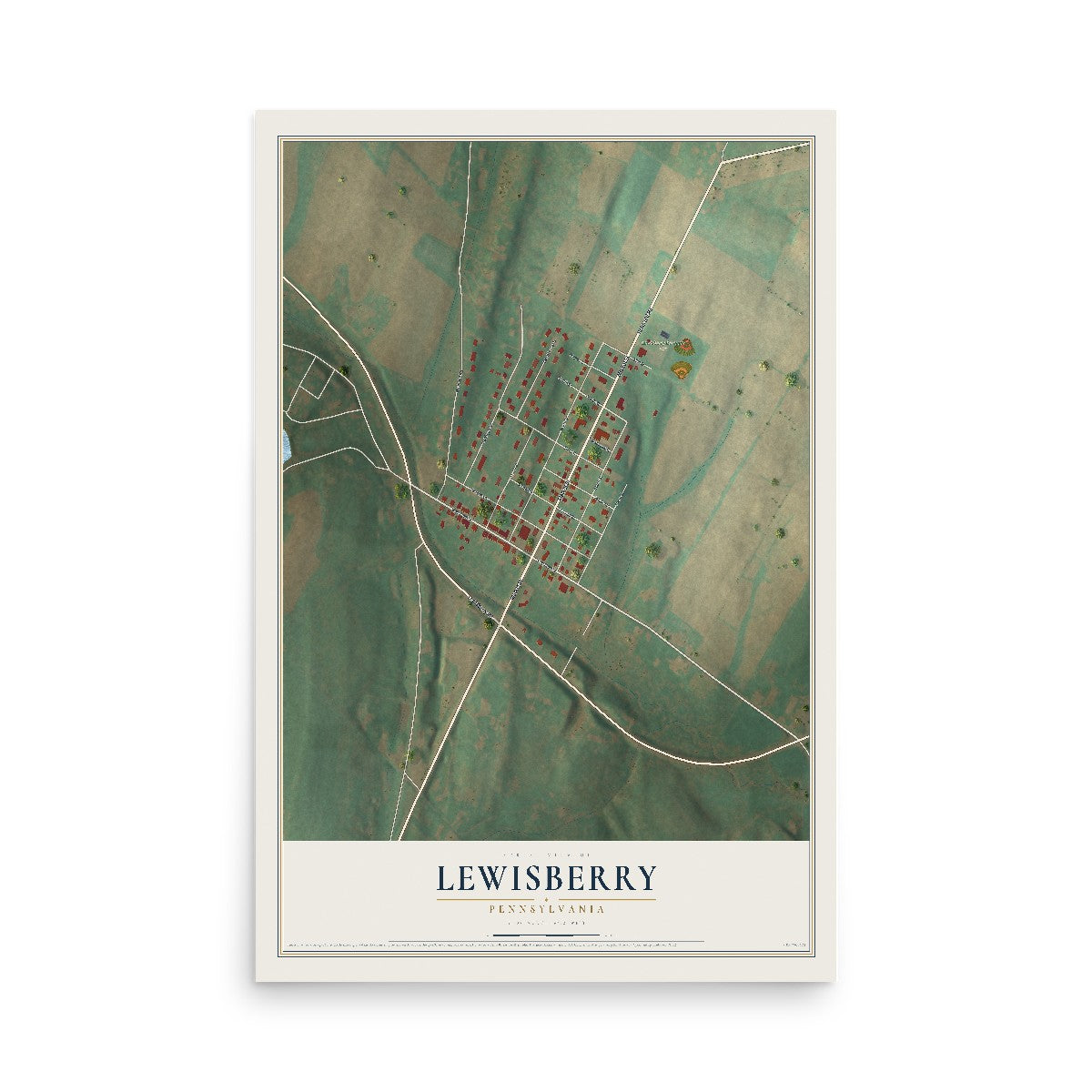 Map of Lewisberry, Pennsylvania, 12 x 18 inch unframed archival matte print