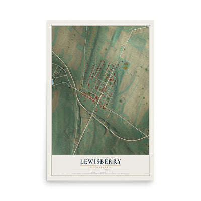 Map of Lewisberry, Pennsylvania, 12 x 18 inch unframed archival matte print